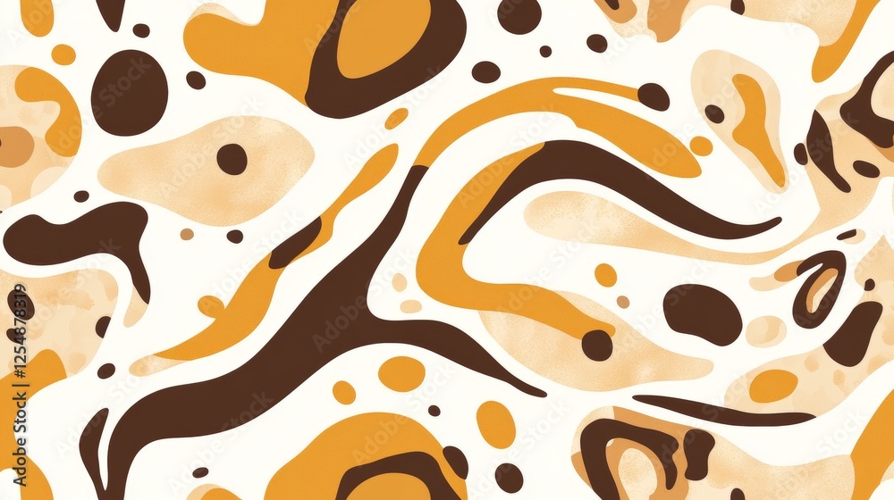 Abstract Organic Shapes Fluid Forms Composition Browns and Golds on White Canvas Decorative Art Abstract Organic Shapes Fluid Forms Composition Browns and Golds on White Canvas Decorative Art