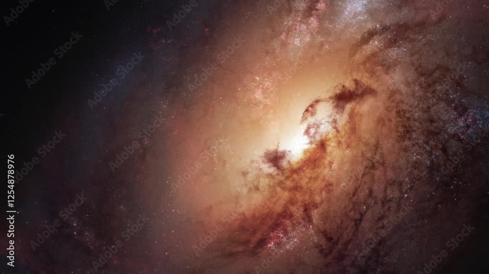 3D rendered animated film showing galaxy and deep space. Science fiction visualization movie. High quality realistic 4K vfx