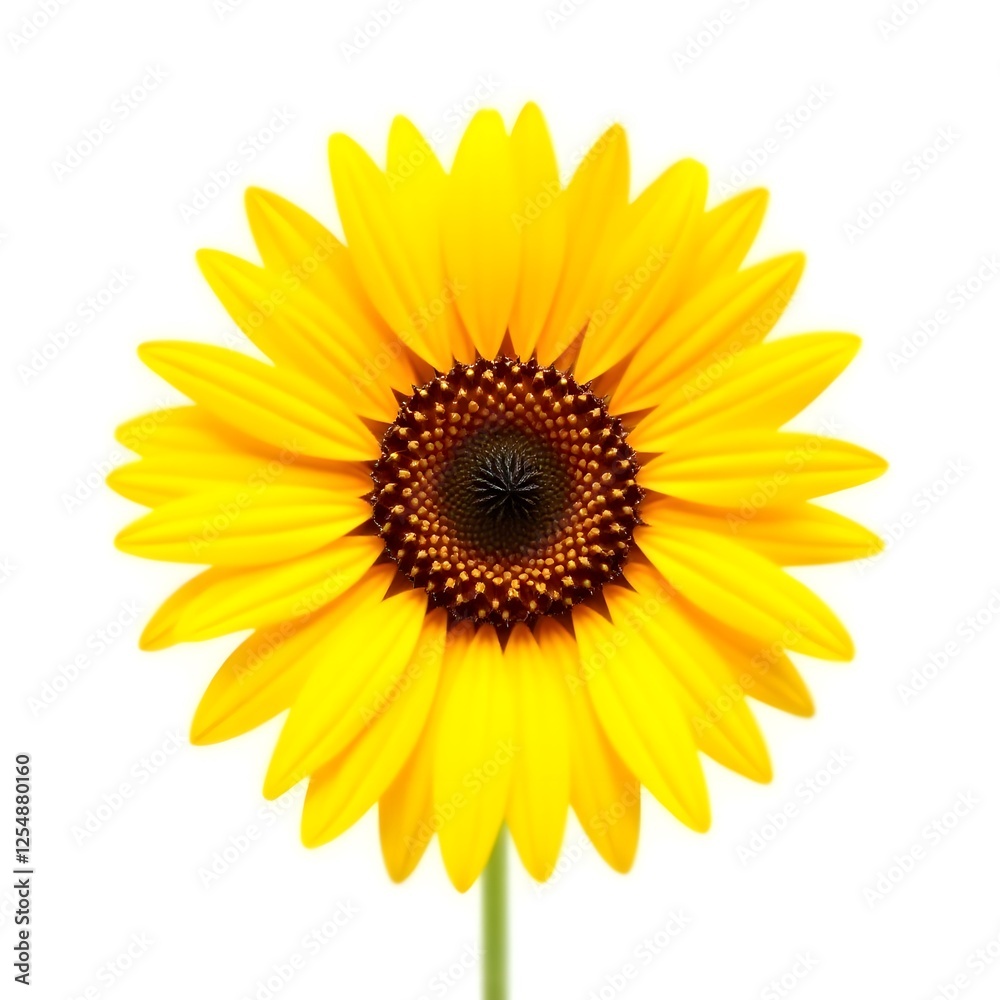 Vibrant Yellow Sunflower Blossom Isolated on White Background Close up View Detailed Petals Vibrant Yellow Sunflower Blossom Isolated on White Background Close up View Detailed Petals