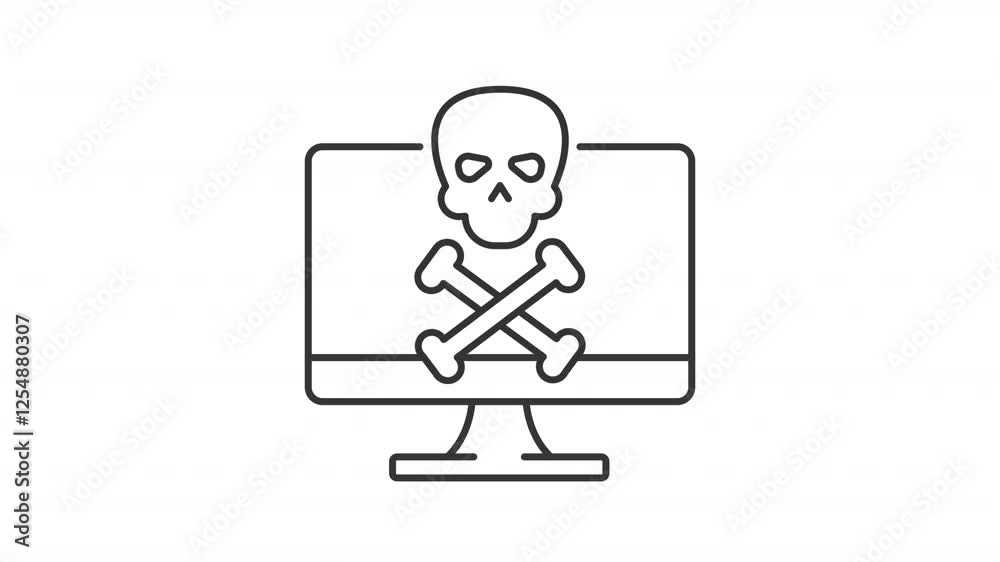 Computer death line animation. Pc broken animated icon. Jumping bones, shaking. Technology, maintenance. Black illustration on white background. HD video with alpha channel. Motion graphic Computer death line animation. Pc broken animated icon. Jumping bones, shaking. Technology, maintenance. Black illustration on white background. HD video with alpha channel. Motion graphic