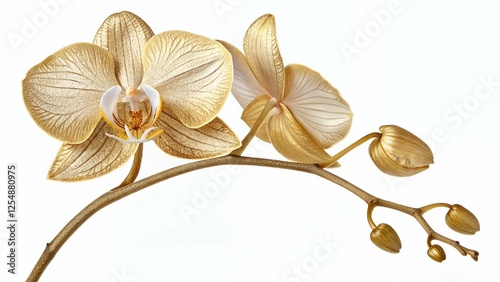 Luxurious Golden Orchid Flower Illustration - High-Resolution Stock Image