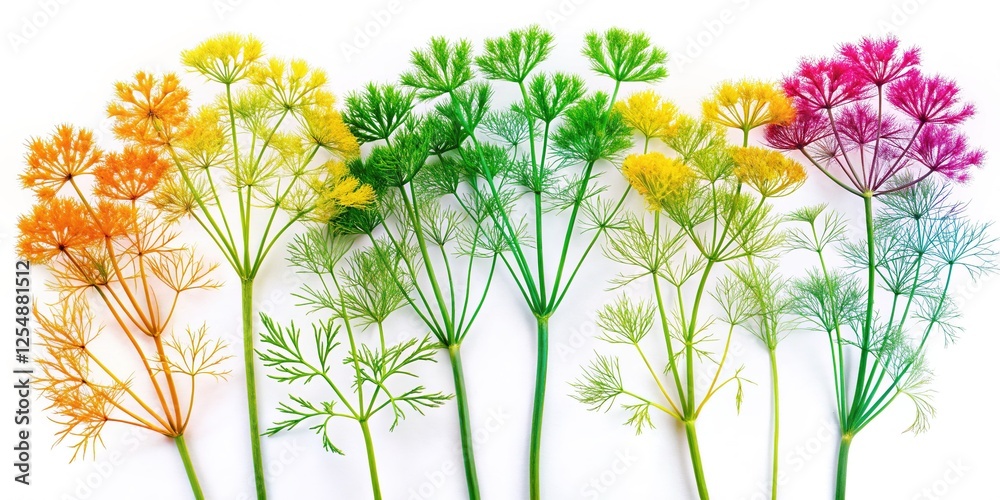 Obraz premium Night Photography: Hand-painted Dill Sprigs Nursery Wall Art