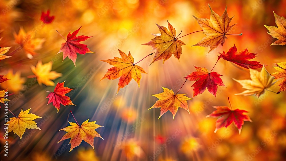 Autumn Maple Leaves, Falling Leaves Motion Blur, High Depth of Field Photography, Red Orange Yellow Leaves, Isolated Leaf, Nature Photography, Fall Foliage Autumn Maple Leaves, Falling Leaves Motion Blur, High Depth of Field Photography, Red Orange Yellow Leaves, Isolated Leaf, Nature Photography, Fall Foliage