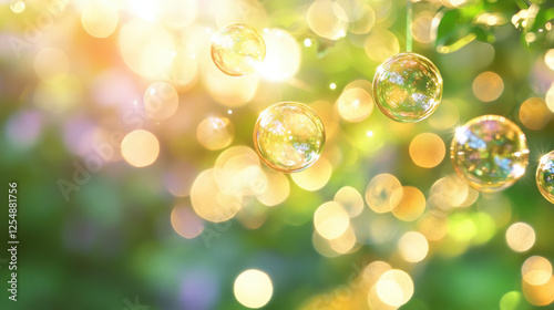 Magical Sunlight Bubbles:  Nature's Sparkling Beauty in HD