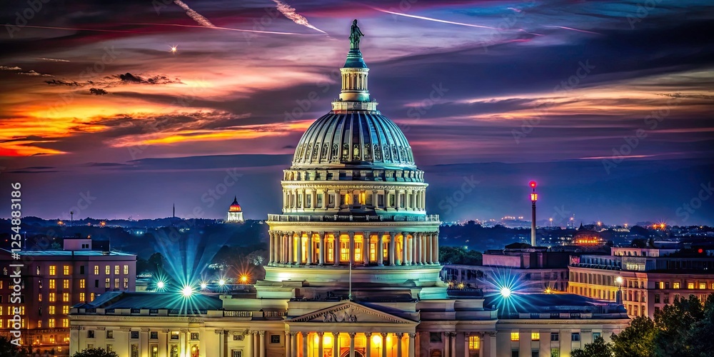 Fototapeta premium Capitol Hill Dome Urban Exploration Photography - Washington DC Landmark Night Shot
