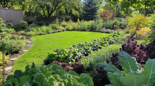 29.A vibrant and well-maintained garden featuring green stem lettuce, the fresh leaves and sturdy stems highlighted against the contrasting earth tones.