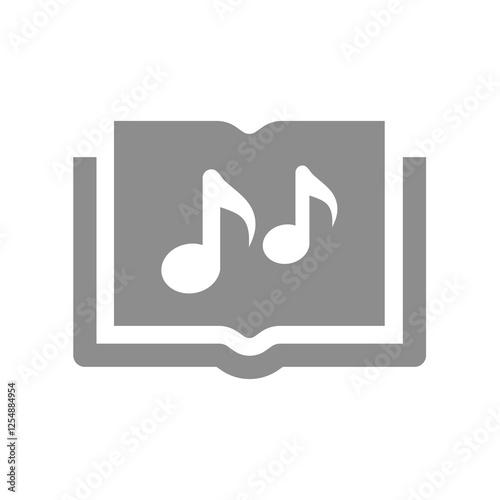 Audiobook with music notes vector icon. Audio book simple symbol.