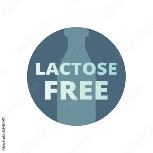Lactose free circle vector label. No dairy or lactose with milk bottle icon.