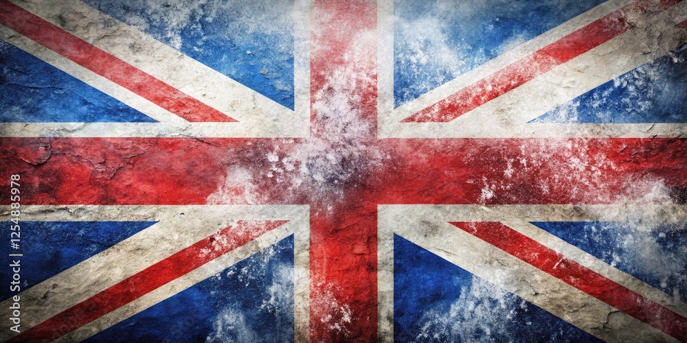 Fototapeta premium Double Exposure British Flag, Blurred Union Jack Background, Abstract UK Flag Art, National Colors Photography
