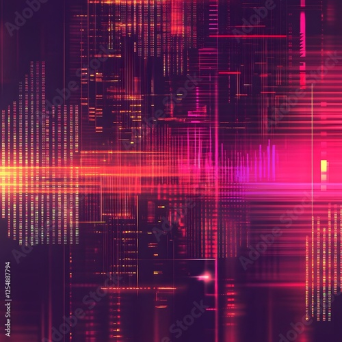 Wallpaper Mural Vibrant Neon Cyberpunk-Inspired Digital Grid Design for Captivating Background Torontodigital.ca