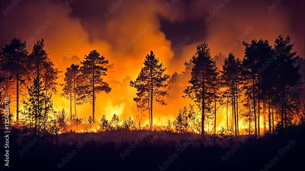 Forest fire at night. Forest fire at night.