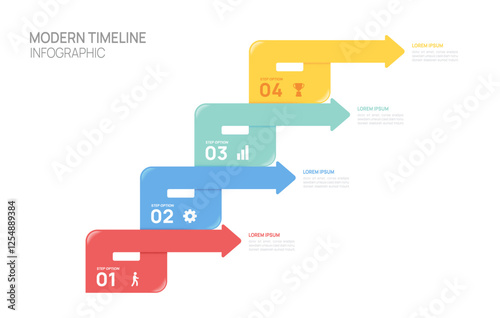 Infographics arrow symbol timeline business 4 steps to success template. vector illustration.