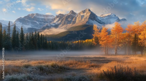 Stunning morning mountain views with mist and dramatic light