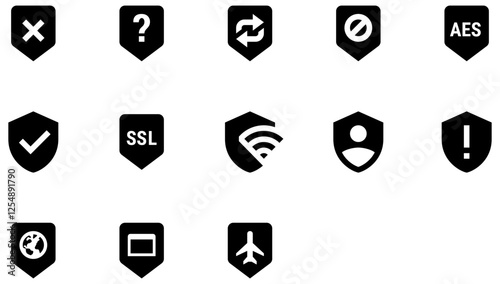 Set of Security shields icons	
