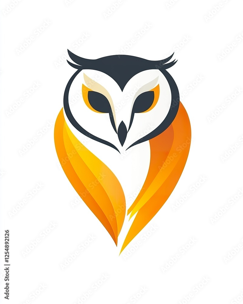 Abstract Orange and Black Owl Logo Design Abstract Orange and Black Owl Logo Design