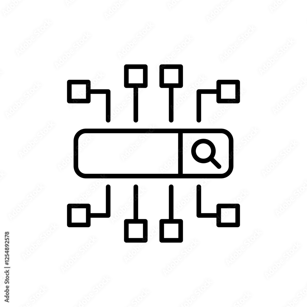 Search engine outline icons, minimalist vector illustration ,simple transparent graphic element .Isolated on white background