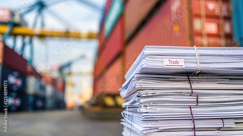 Close-up of a stack of documents with 