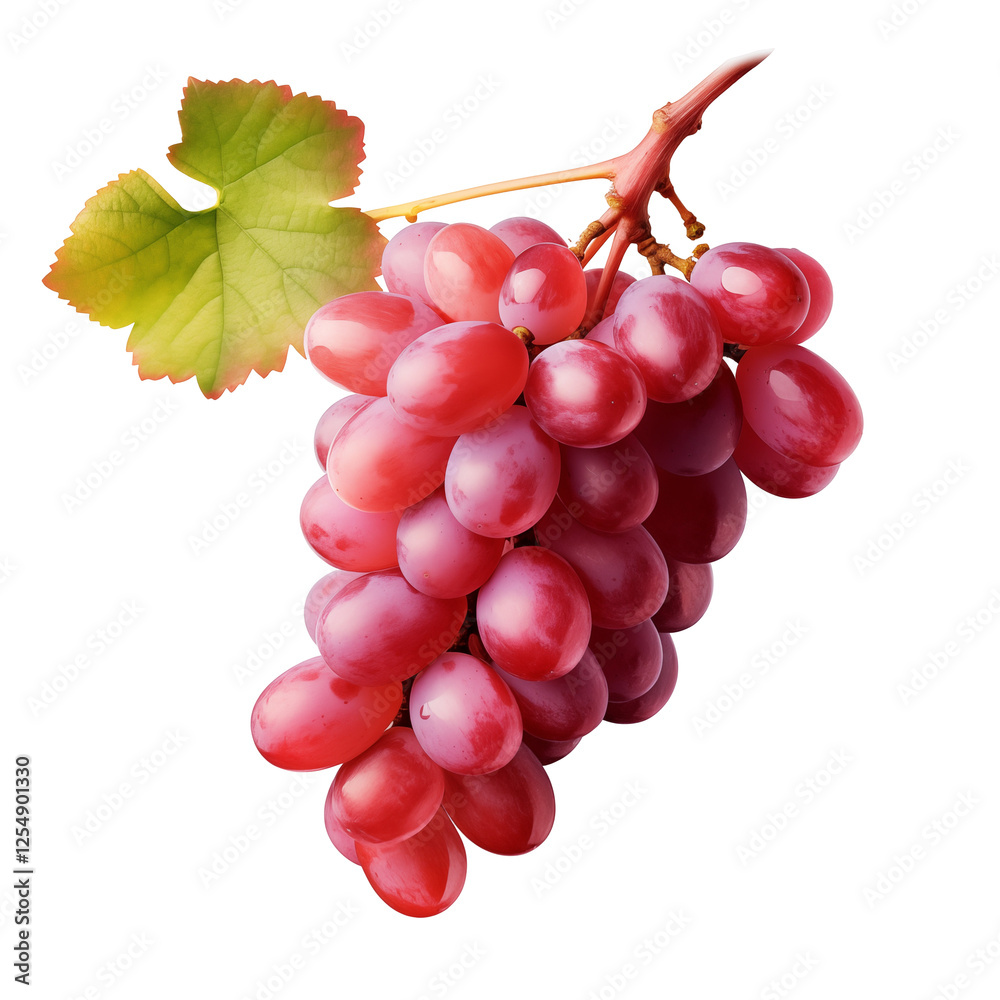 Fototapeta premium bunch of red grapes isolated on transparent white background, clipping path