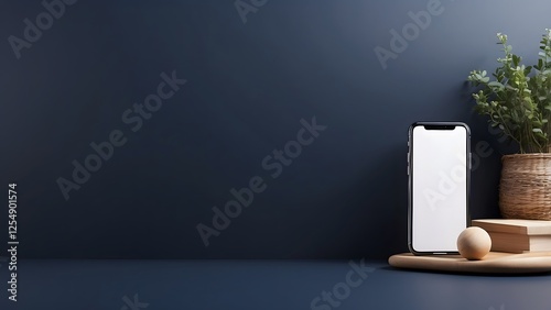mobile banner with empty space Without Text, navy background, holiday banner poster background for advertisement ads