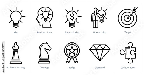 A set of 10 business icons as idea, business idea, financial idea