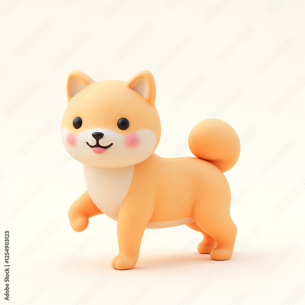 Adorable 3D Shiba Inu Puppy: Playful Pose, Pastel Hues, Cute Style Adorable 3D Shiba Inu Puppy: Playful Pose, Pastel Hues, Cute Style