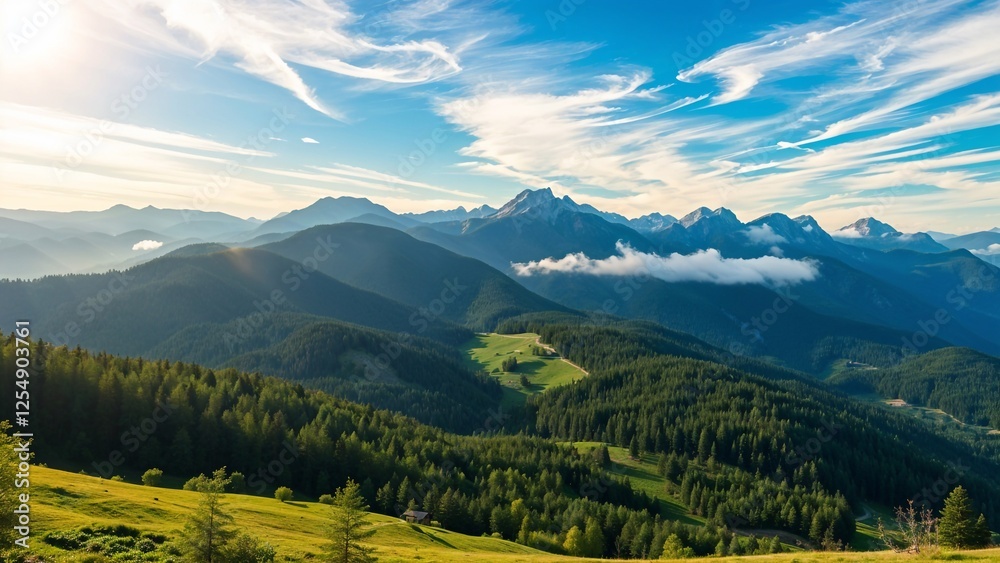 Fototapeta premium Photos of the sunny mountains