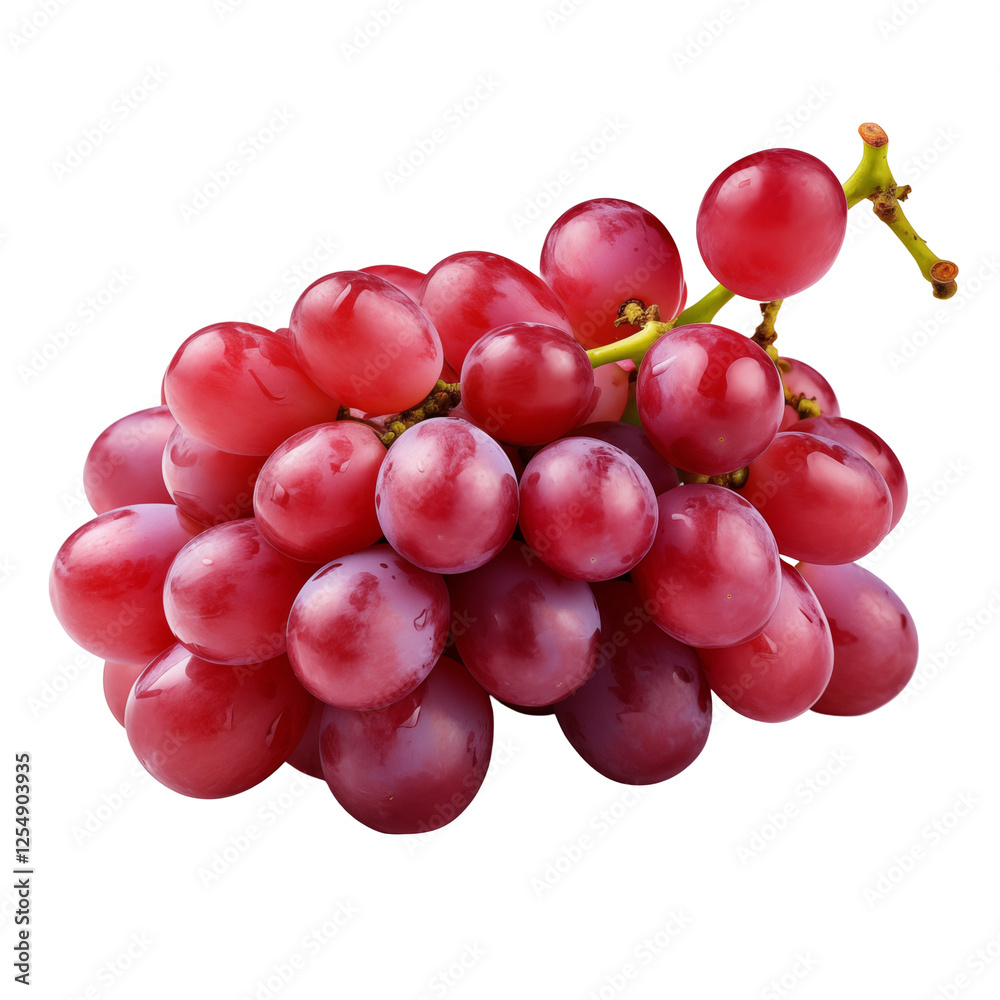 Fototapeta premium bunch of red grapes isolated on transparent white background, clipping path