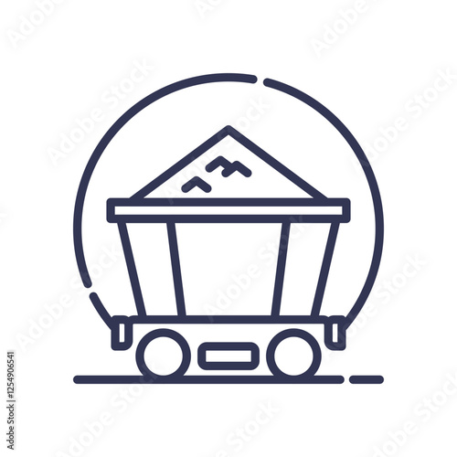 Illustration of a coal cart symbolizing solid fossil fuels and mining.