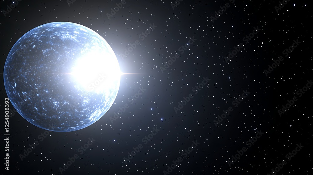 Fototapeta premium Bright Celestial Sphere of Light Radiating in a Starry Cosmic Backdrop Astronomy and Space