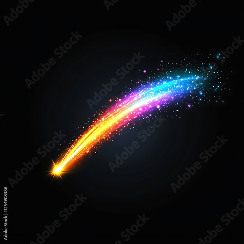 Bright Cosmic Streaks of Light Across the Night Sky Showcasing Radiant Celestial Colors and Particles