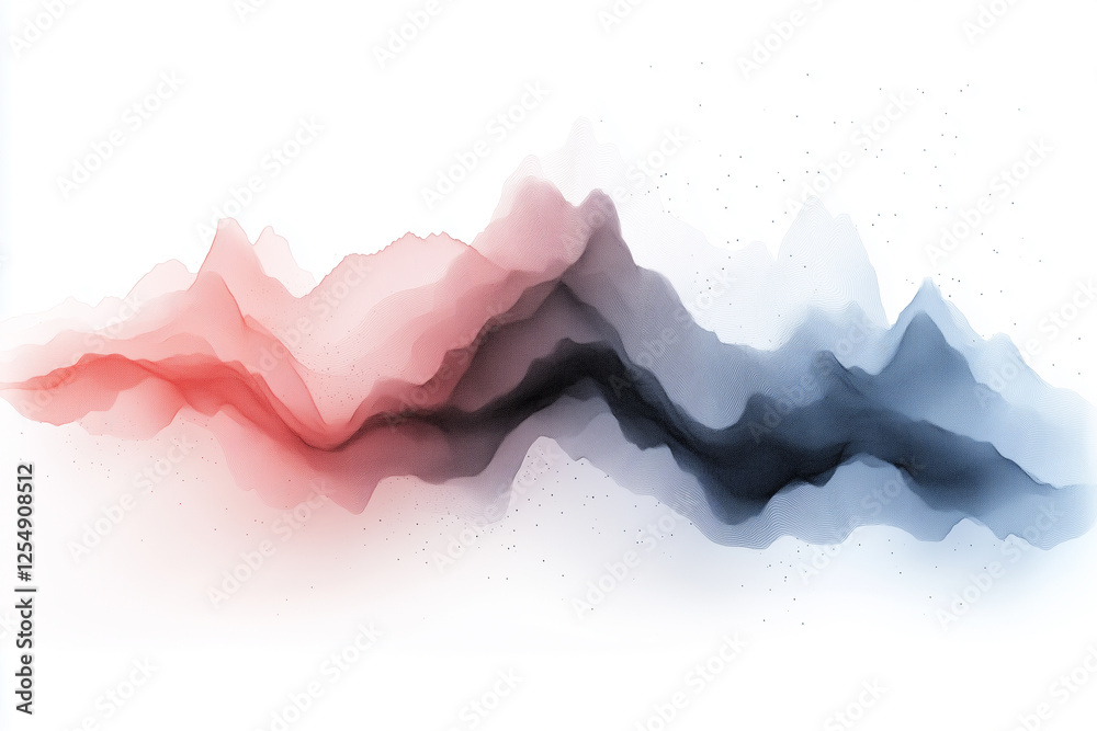 Gradient descent paths depicted in blush-pink and graphite colors to illustrate machine learning concepts