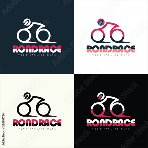 Motorbike road race racing team logo set template design