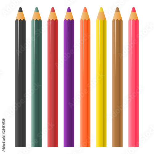 Colored Pencils Drawing Tools Vector. Color Pencil Hobby Tools. Color Pencil Icon.