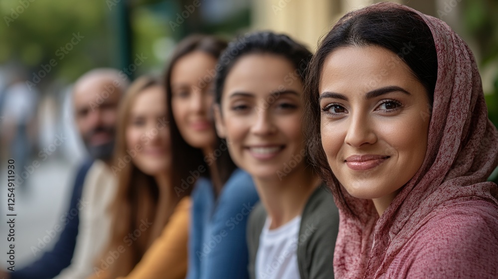 Fototapeta premium Diverse group of multicultural individuals, warm and inclusive atmosphere. 
