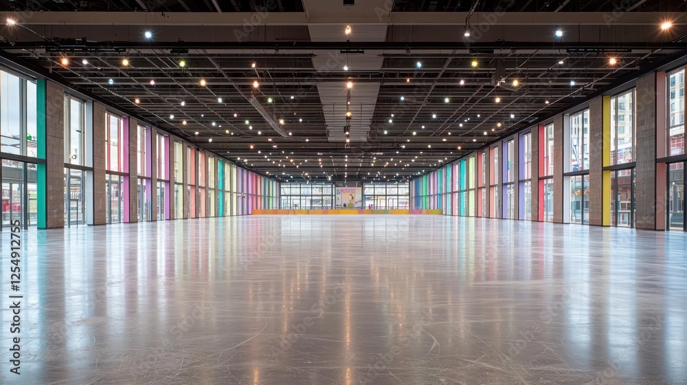 Fototapeta premium Empty Modern Convention Hall With Colorful Panels