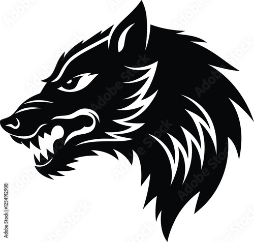 Werewolf  head vector illustration, werewolf  head silhouette and line art vector design