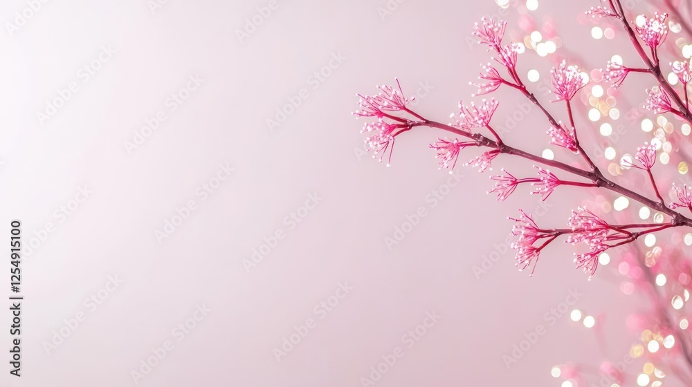 Fototapeta premium Pink Floral Background With Bokeh