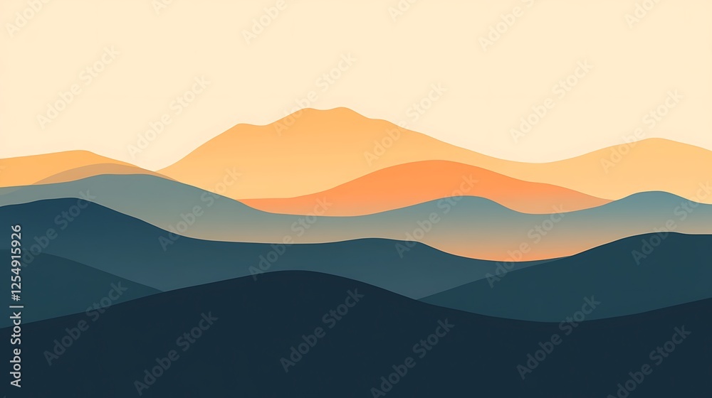 Obraz premium Abstract Layers of Mountains at Sunset
