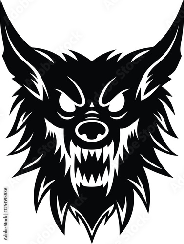 Werewolf  head vector illustration, werewolf  head silhouette and line art vector design
