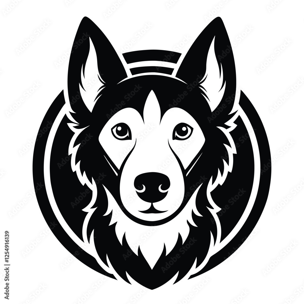 Naklejka premium Black Dog Face Vector Icon | Minimalist Pet Silhouette Design