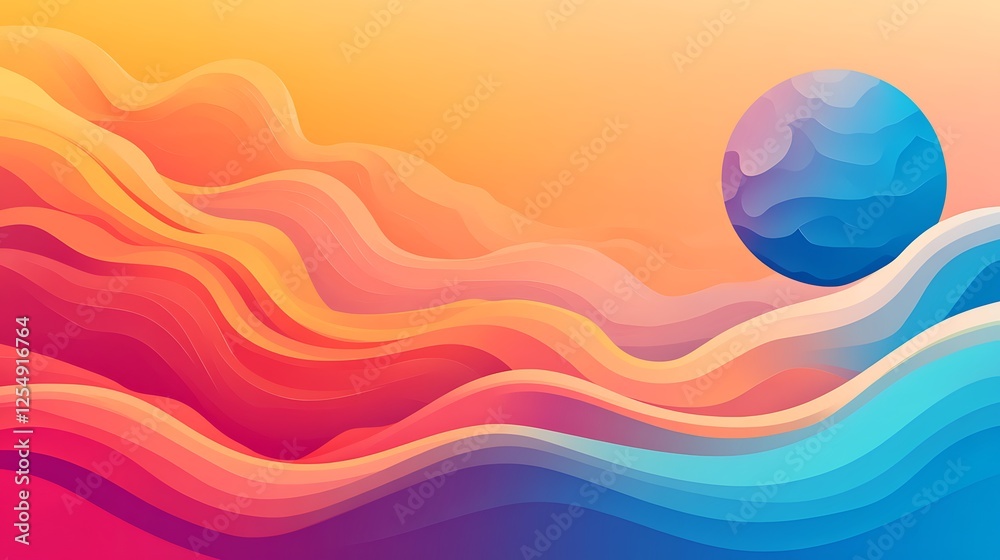 Fototapeta premium Abstract Colorful Waves and Sphere Design