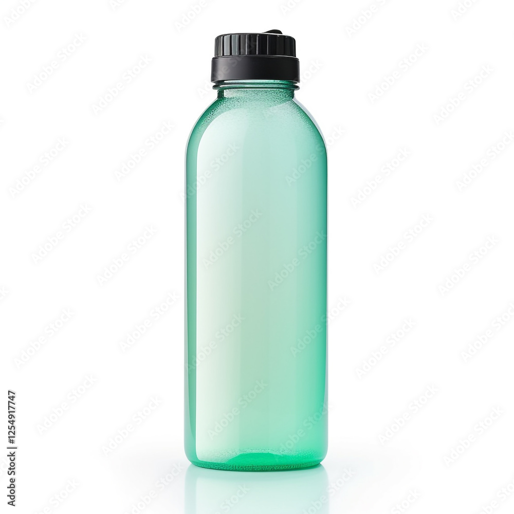 A clear, empty glass bottle with a screw cap, standing upright on a white background. The bottle is cylindrical with smooth, clean lines, and the cap has ridges for grip. A clear, empty glass bottle with a screw cap, standing upright on a white background. The bottle is cylindrical with smooth, clean lines, and the cap has ridges for grip.