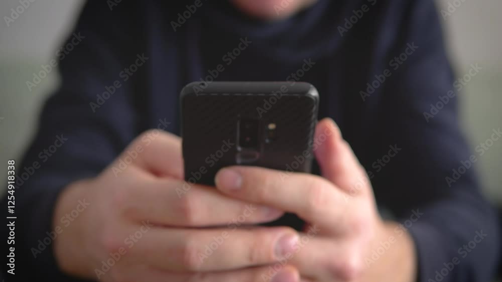 Playing with Smartphone, Guy Using Mobile Phone, Social Media Screen Time