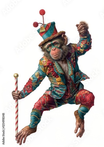 Colorful monkey circus performer