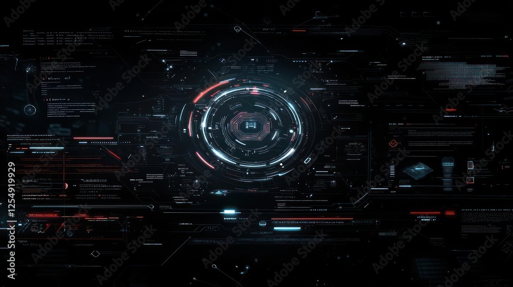 Futuristic Digital Interface With Glowing Circle Futuristic Digital Interface With Glowing Circle