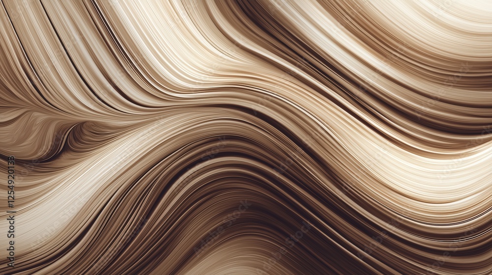 Elegant flowing waves of warm beige and cream colors create a soothing abstract pattern in this artwork, Mocha Mousse trend color Elegant flowing waves of warm beige and cream colors create a soothing abstract pattern in this artwork, Mocha Mousse trend color