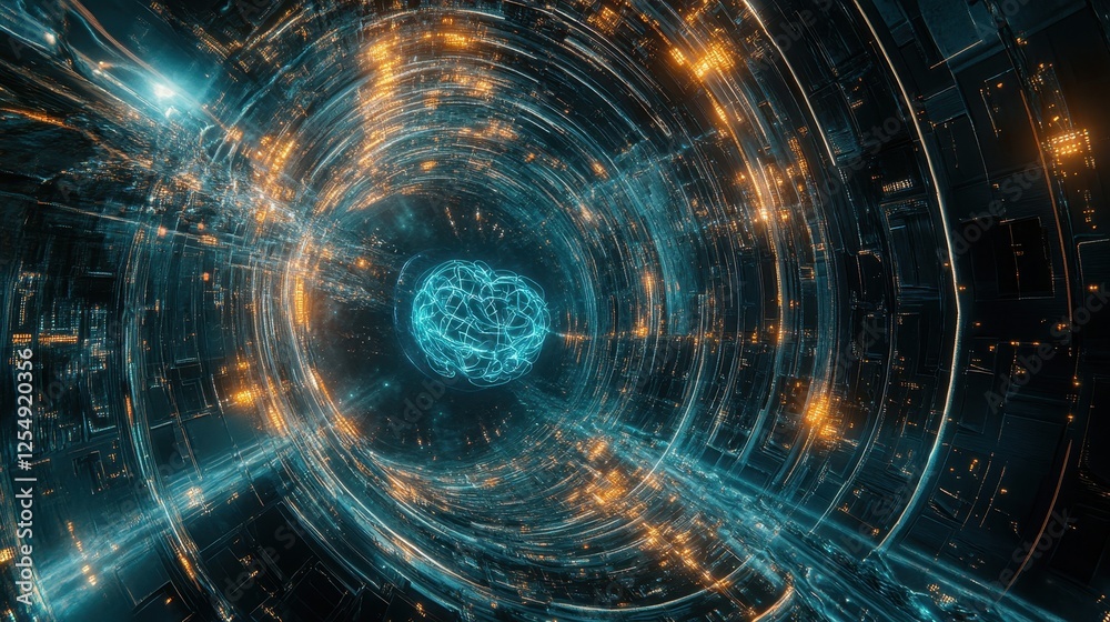 Obraz premium Futuristic Neural Network in Biometric AI Visualization