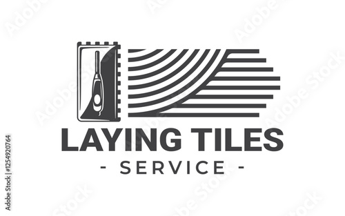 Trowel vintage logo isolated on white background. Laying tiles symbol. Trowel and cementitious adhesive texture. Vector illustration