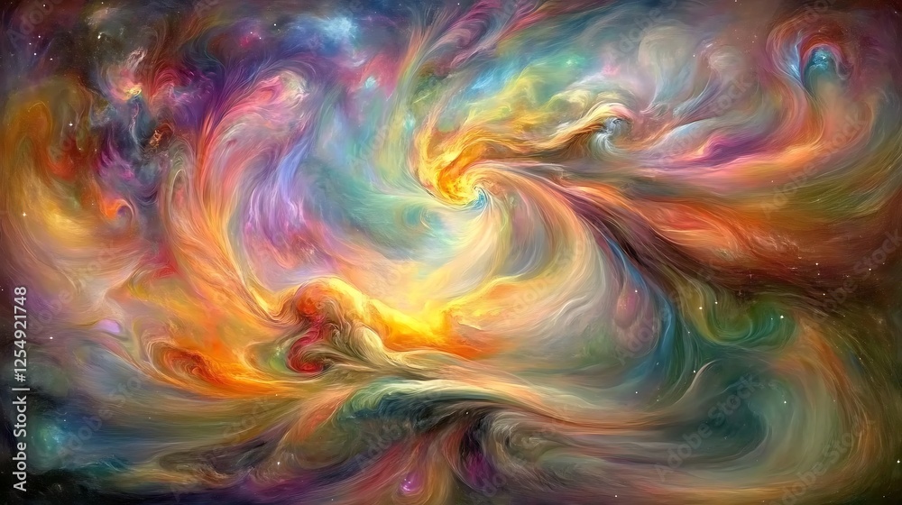 Fototapeta premium Colorful Cosmic Swirls a Symphony of Celestial Hues and Dynamic Energy in Imaginative Abstract Art