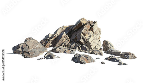 3d rendering vector illustration rocks on sand beaches, cut out landscape png, beach rocks, seaside, nature landscape, tropical beach, sand, coastal scenery, ocean view